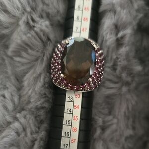 Smokey Quartz And Purple Elegant  Gemstone Ring